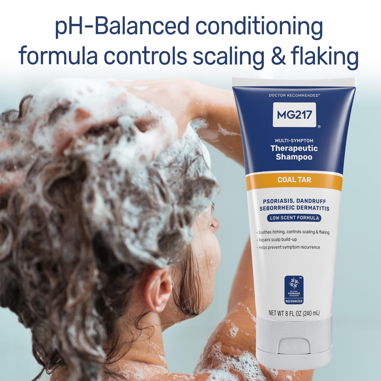 MG217 Psoriasis Shampoo with Coal Tar, Therapeutic Scalp Treatment 8floz