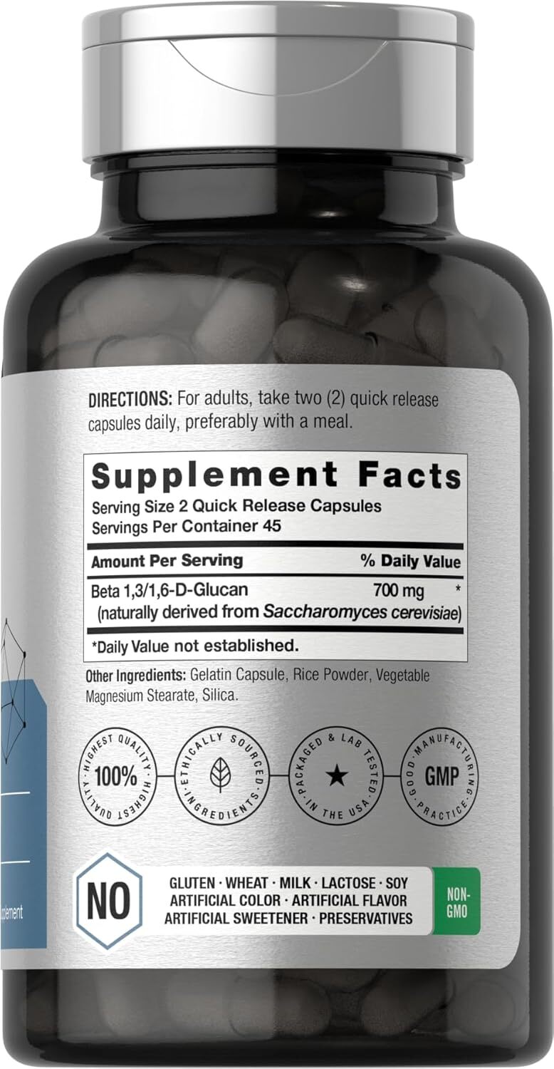 Beta Glucan 1 3D 1000 mg | 90 Capsules | Beta 1,3, 1,6 D | by Horbaach