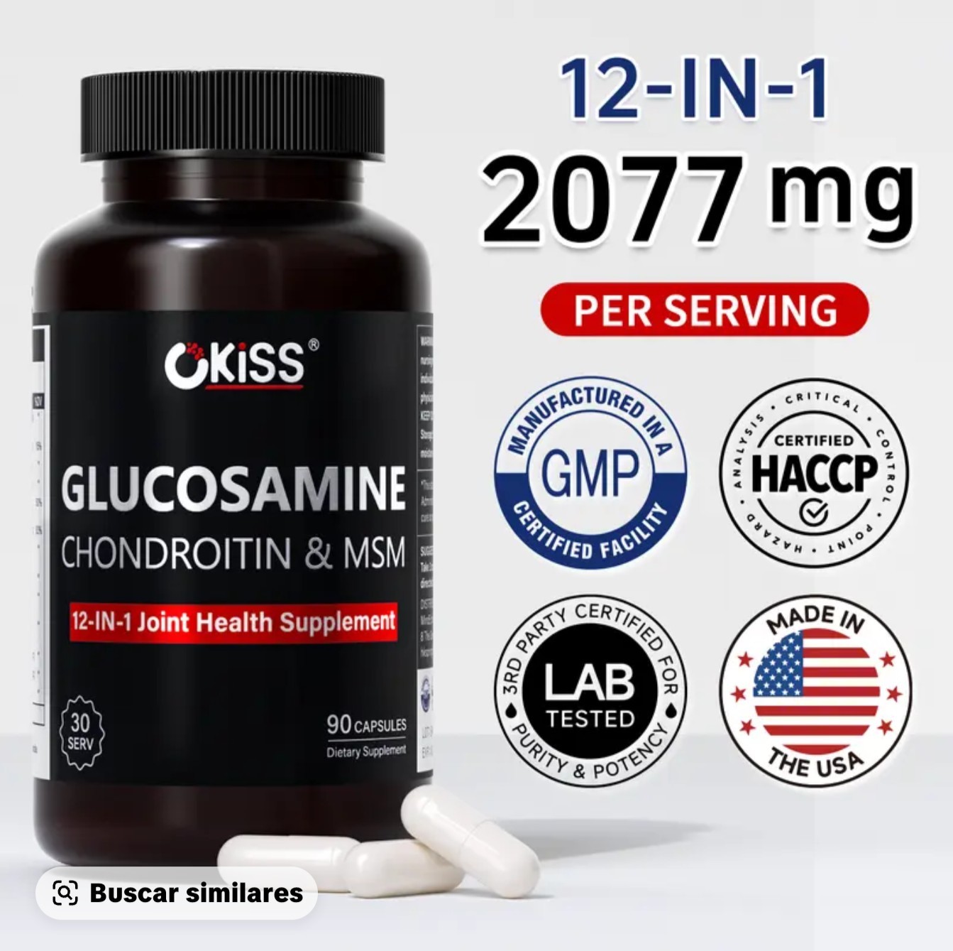 Okiss Glucosamine Chondroitin MSM 2077mg 12-in-1 Joint Support 90 Capsules New