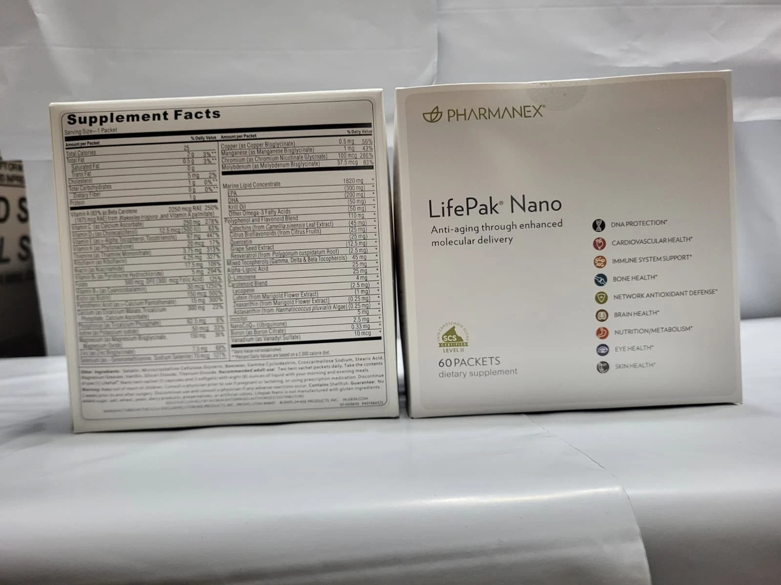 2 pack Nu Skin Pharmanex Lifepak Nano, 60 packets, Exp 12/2027