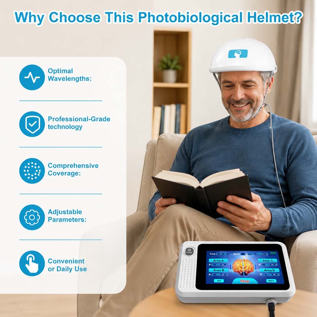 High Power 1070 nm NIR Therapy Helmet for Chronic Migraine Pain and Insomnia