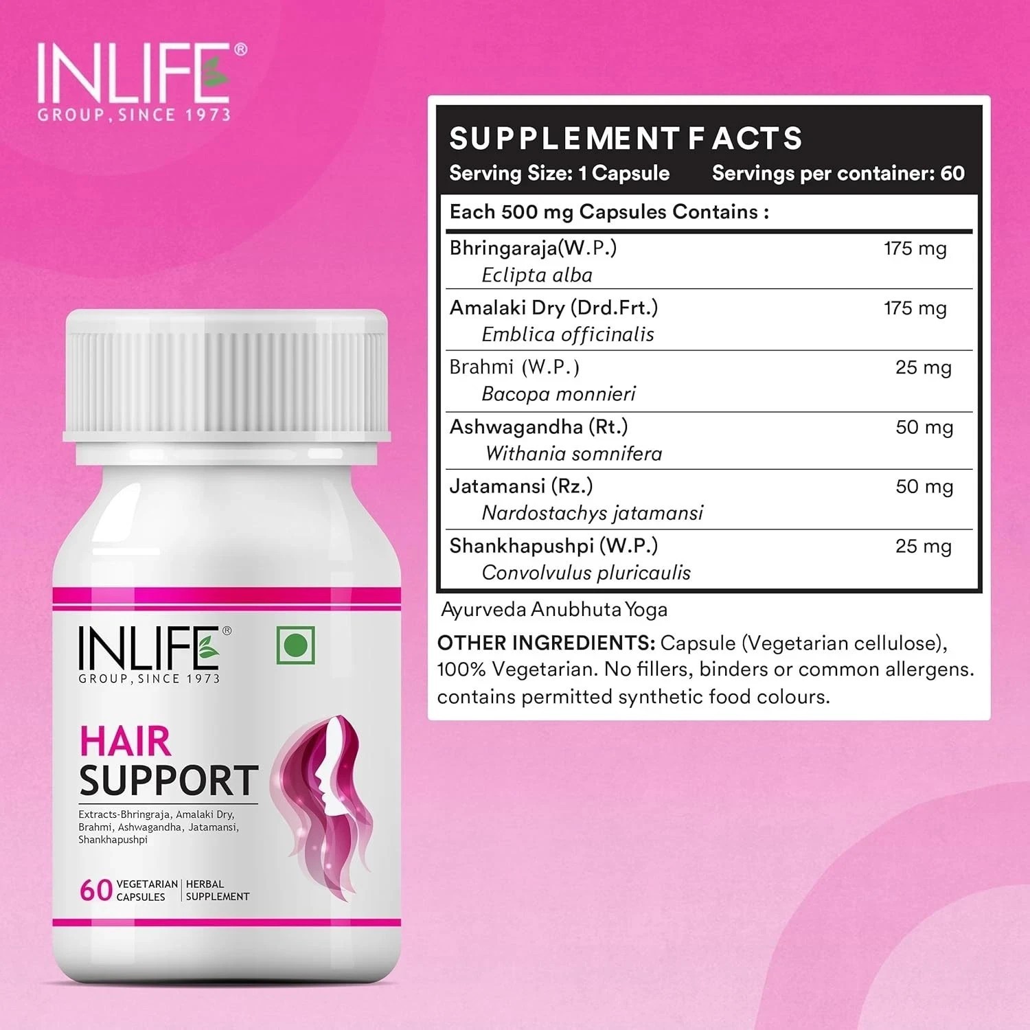 INLINIFE Biotin Supplement for Hair | Sesbania, Bamboo Shoot – 60 Vegetarian Cap