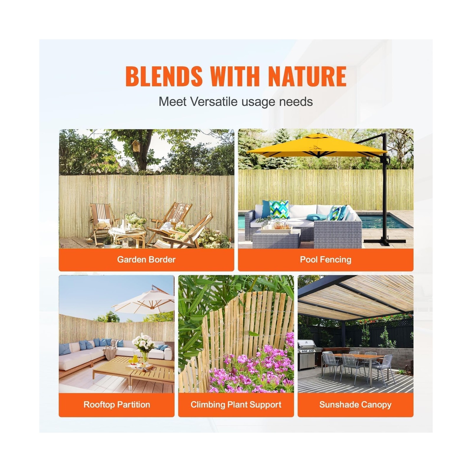 Landgarden Natural Bamboo Slat Screening, Eco-Friendly Privacy … USA FAST SHIP