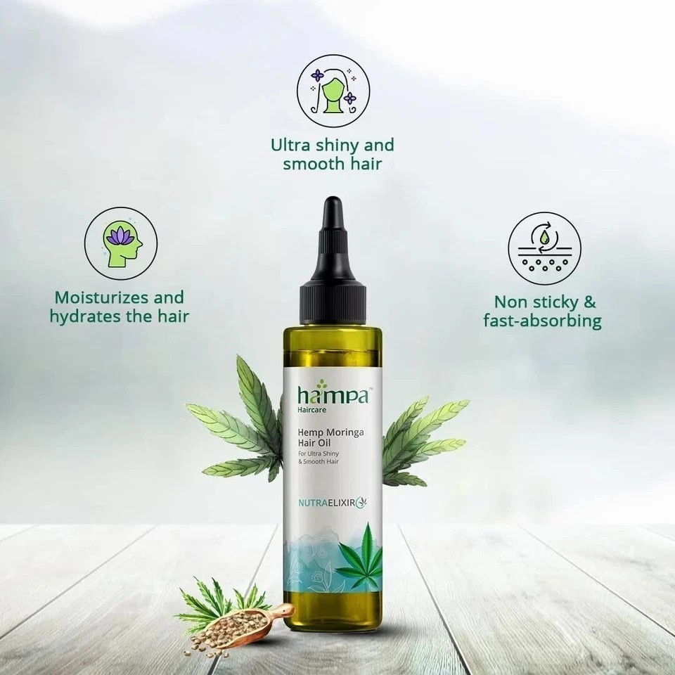 Hampa Hemp Moringa Hair Oil For Hydrates Hair 100ml