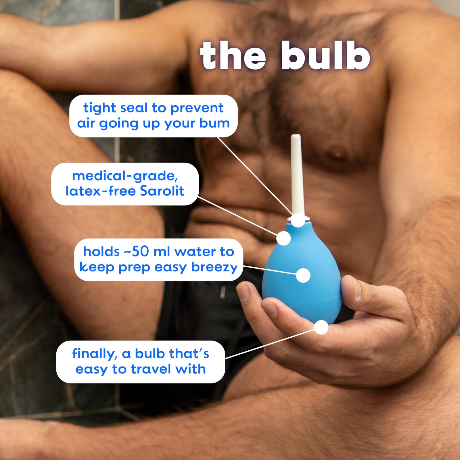 Bottoms Digest Anal Douche Enema Bulb 3.0 Oz EasyClean 6cm White Tip