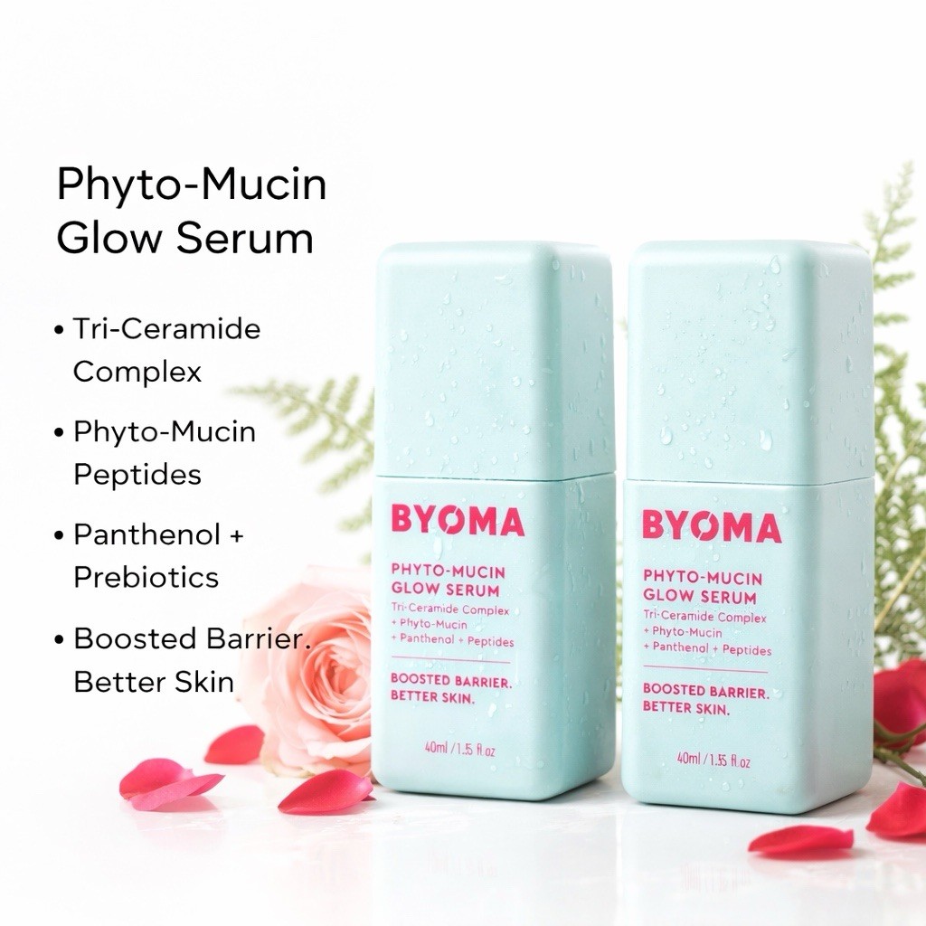 (2) BYOMA Phyto-Mucin Glow Serum Tri-Ceramide Complex – 1.35 fl oz, EXP 08/2027