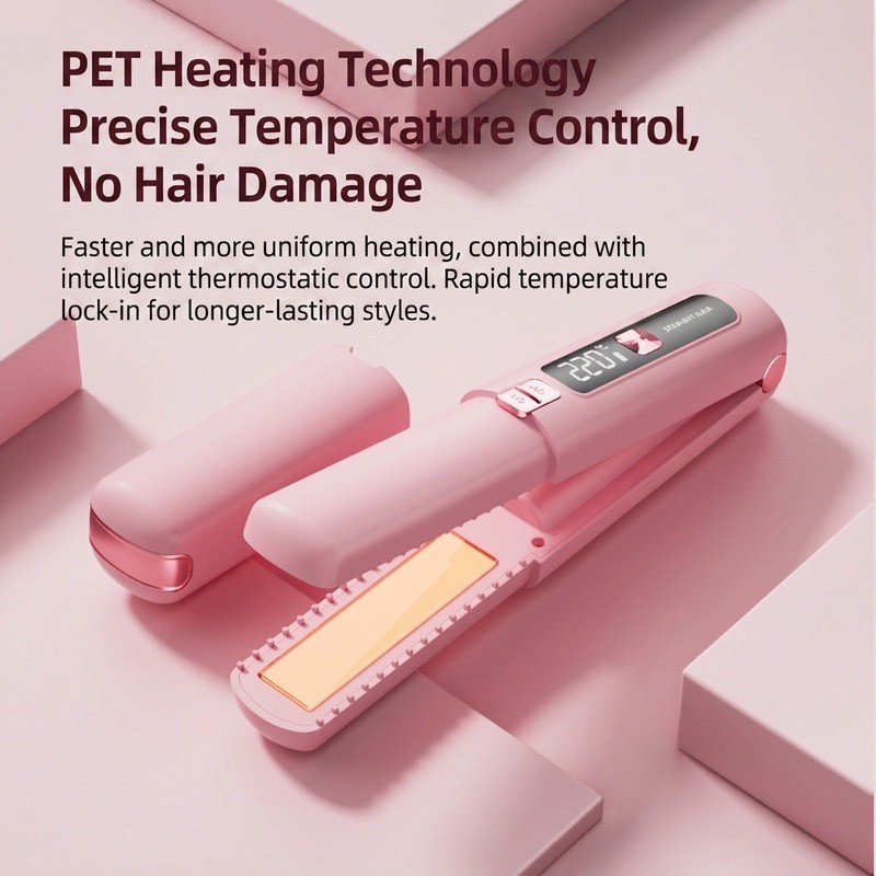 Cordless Hair Straightener and Curler Rechargeable Travel Flat Iron for Women