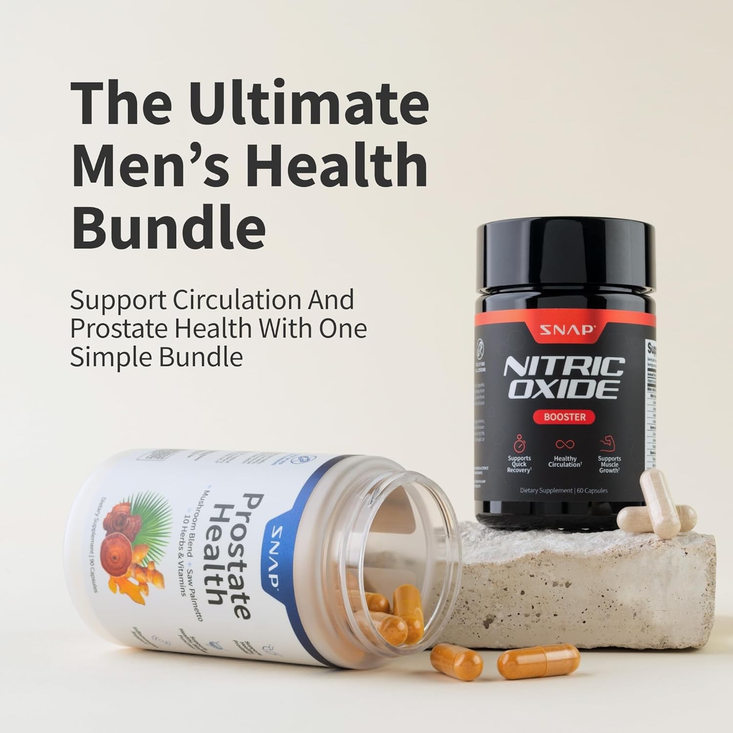 Snap Supplements Prostate Health& Nitric Oxide Supplement Bundle 90+60 Capsules