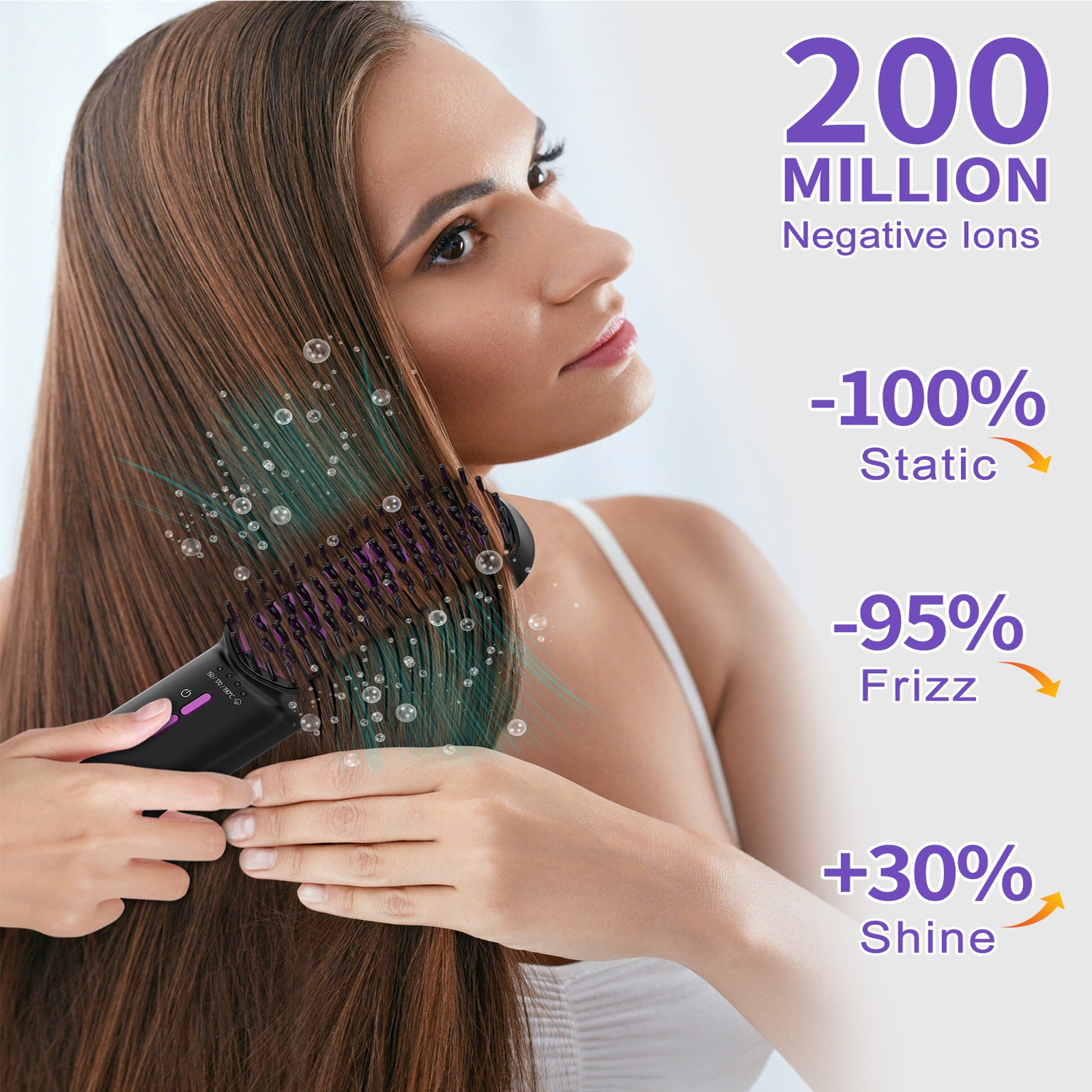 Steam Hair Straightener Brush – Ionic Plus Steam Straightening Brush for Smooth