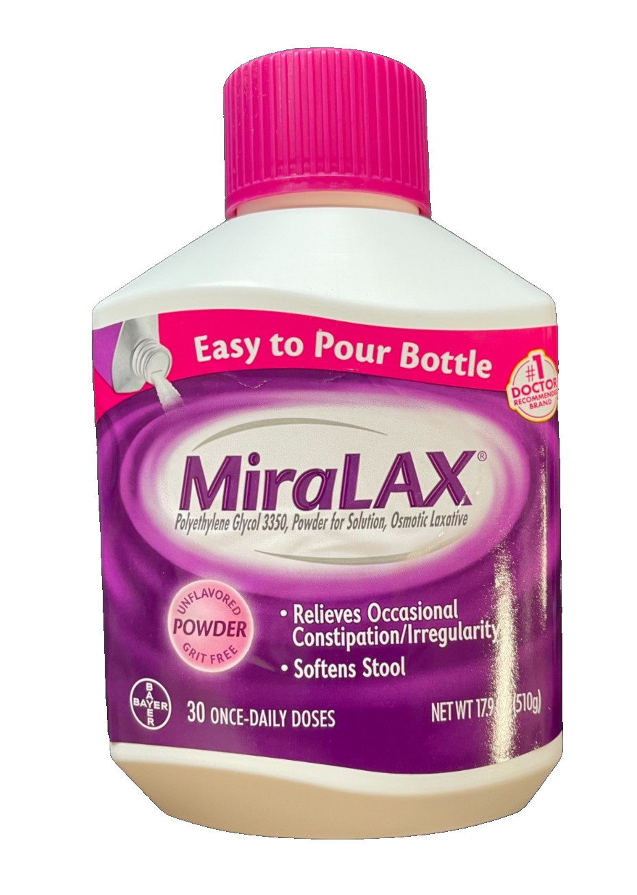 Miralax Powder 60 Daily Doses – 17.9 Oz Each – 30 Doses Each – 2 PACK
