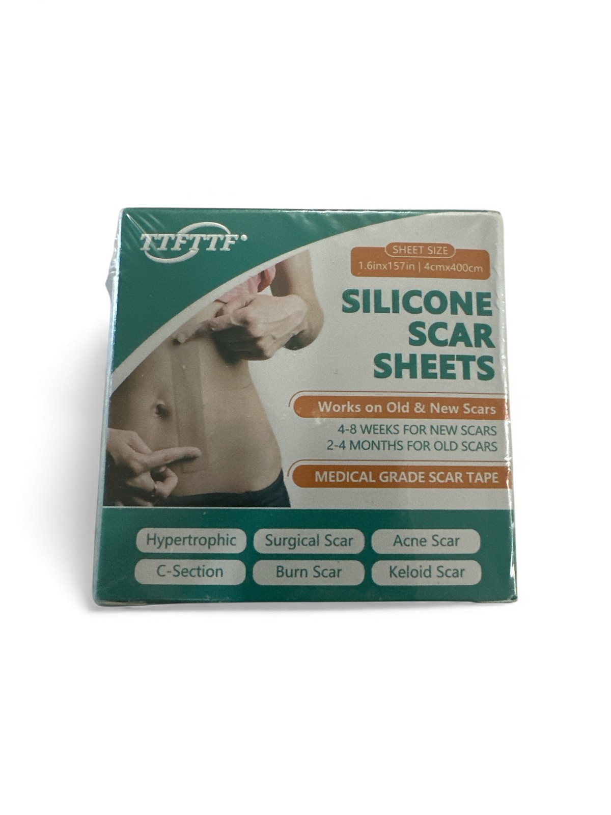 2 Pc Silicone Scar Sheet Medical Grade 1.6in x 60in/4cm x 150cm Per Box