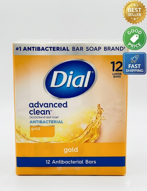 Gold Antibacterial Deodorant Bar Soap Advanced Clean 12 Pack 4oz Bars