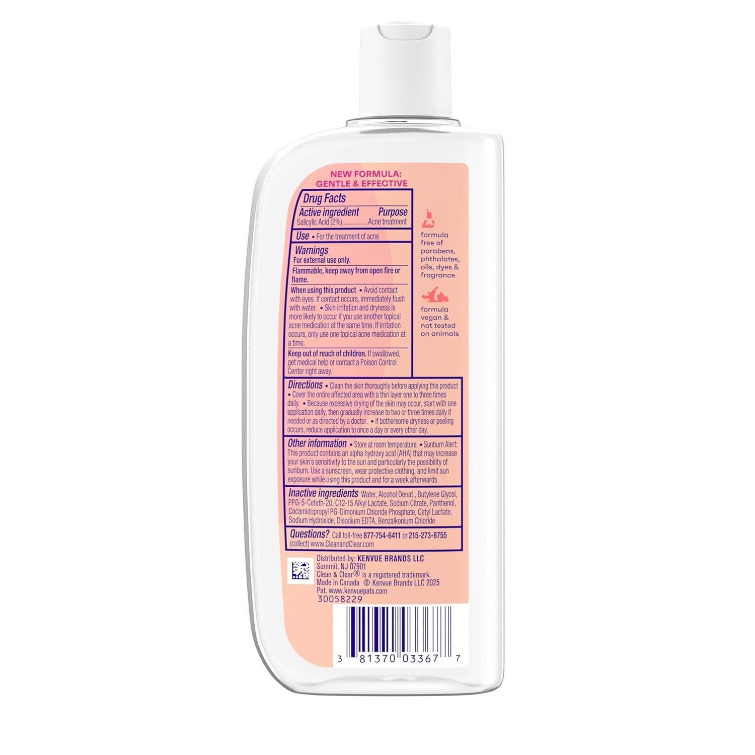 Clean & Clear Oil-Free Acne Toner 2% Salicylic Acid Deep Pore Treatment 8 fl oz