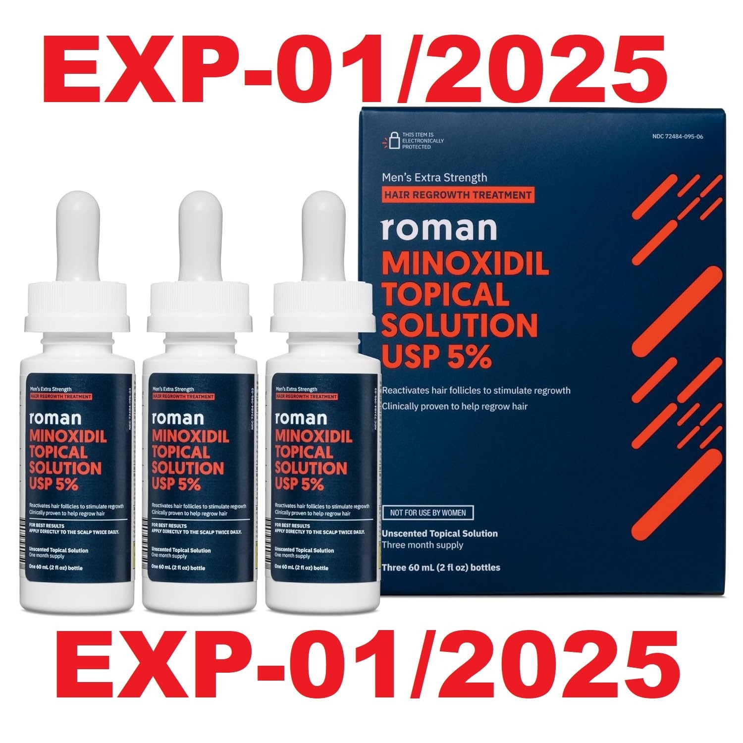 Roman Men’s Topical Solution for Hair Regrowth, 5% Minoxidil SEE PIC 4 DATE