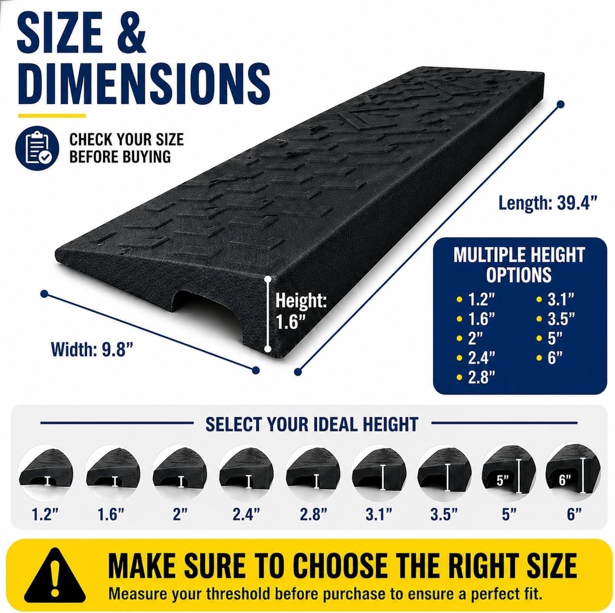 NEW 2 Pack Rubber Curb Ramp 1.6in Rise Heavy Duty Capacity Threshold Ramp