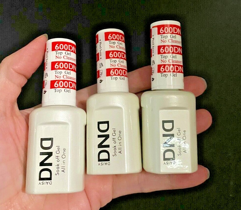 3pcs DND Soak Off Gel – Top Coat No Wipe 600 15ml 0.5oz