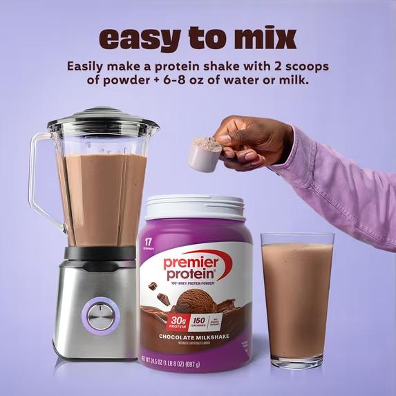 Premier Protein Chocolate Whey Powder 30g Protein 24.5oz 1.5lb