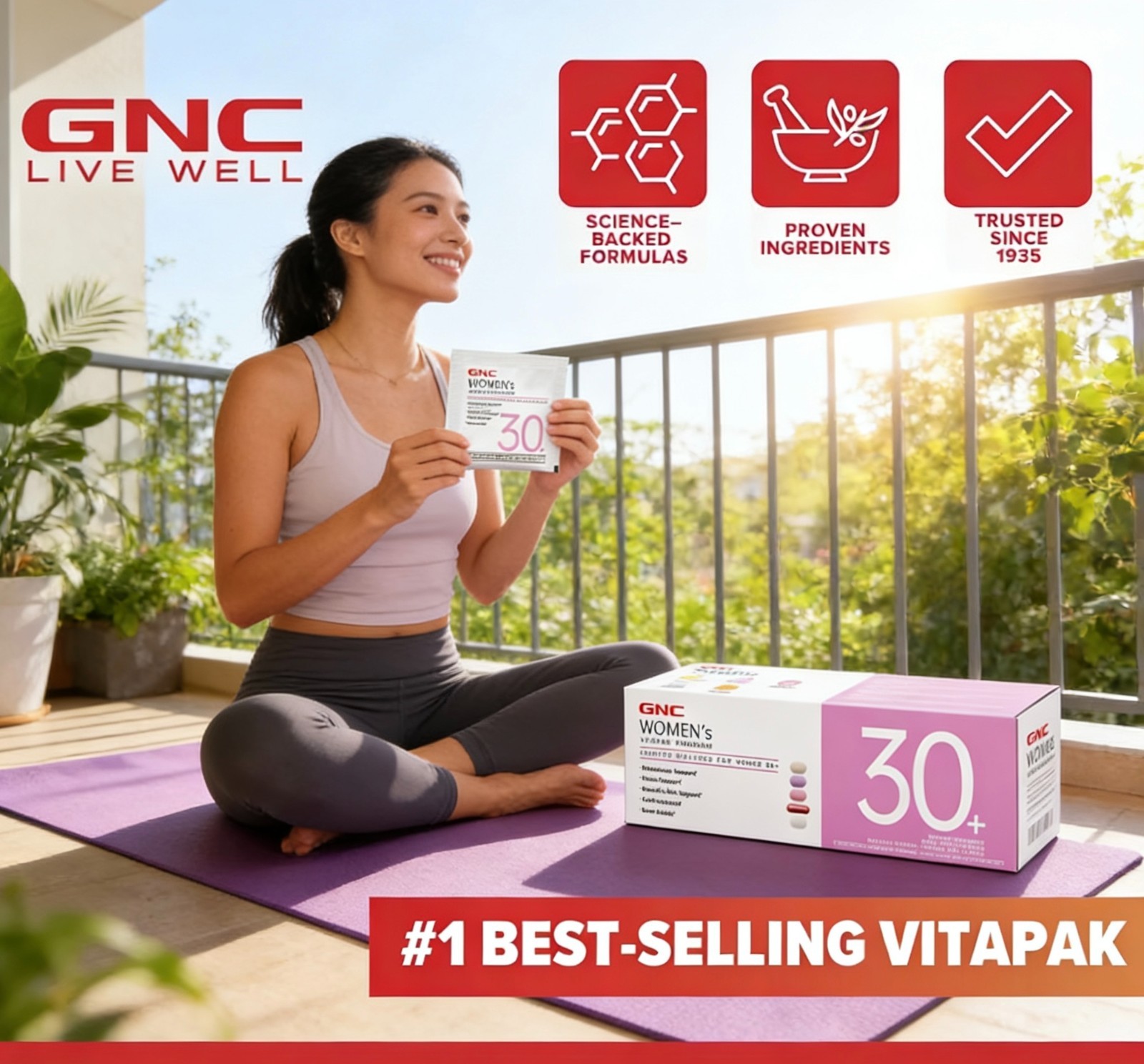 2 pcs GNC Womens Vitapak 30+ Daily All-in-One Nutrition Pack Bone & Cell Support