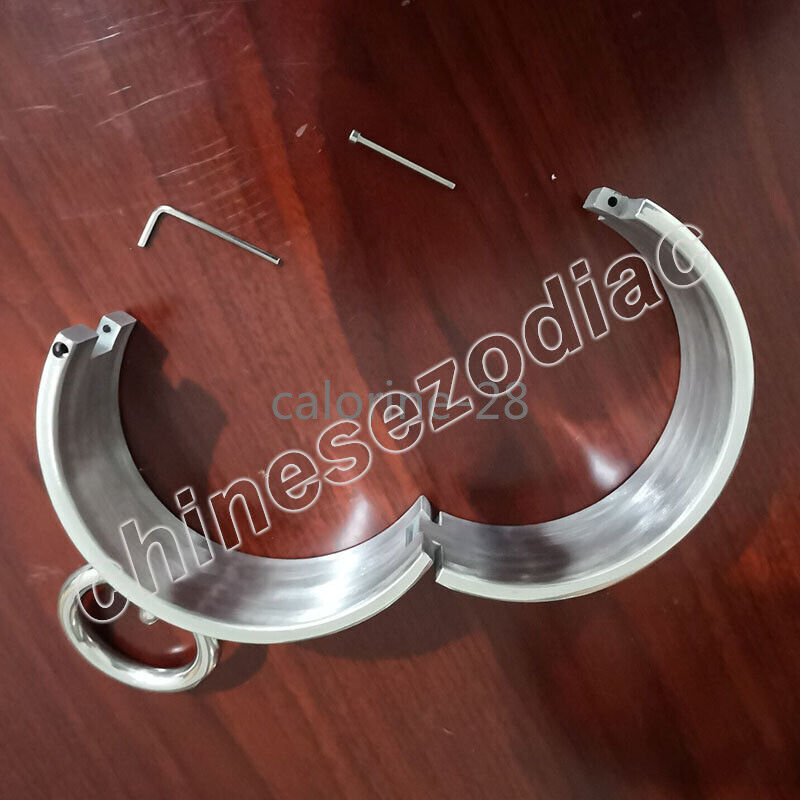 Overweight 6cm High Stainless Steel Neck Collar Cuff Big Rings Collar Restraint