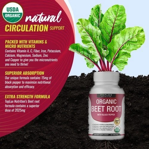 Organic Beet Root with Black Pepper – 2025mg for Circulation & Energy