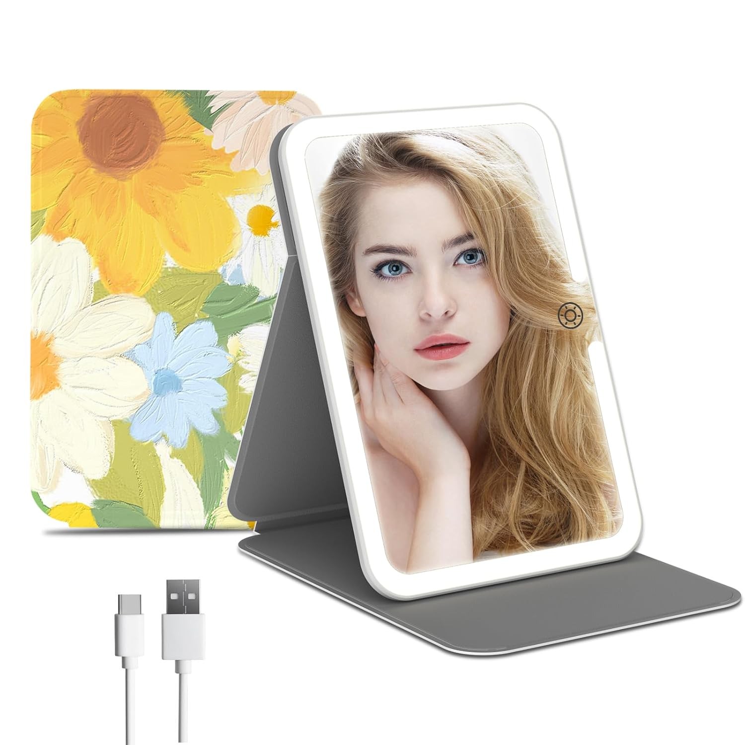 Rechargeable Travel Makeup Mirror W/ 72 Led Lights Portable Lighted Beauty