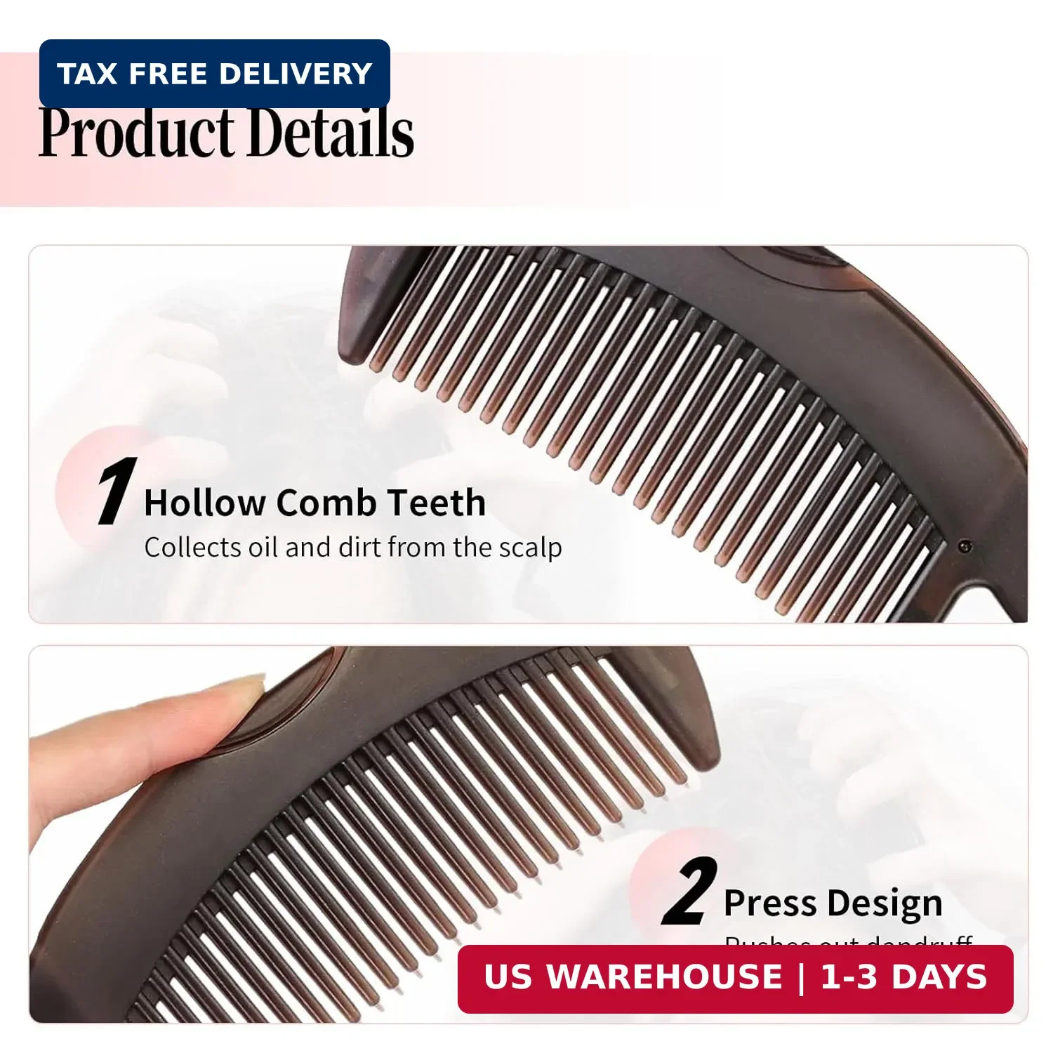 Dandruff Comb, Stainless Steel Fine Tooth Lice/Flea Comb, Psoriasis Comb, Scalp