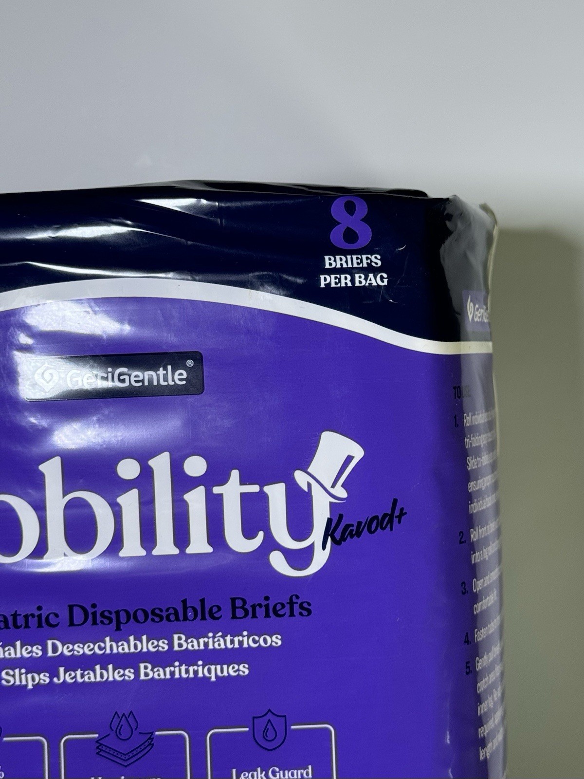 4-5xl Adult Diapers for Women & Men- 8 Bariatric Disposable Briefs with Tabs