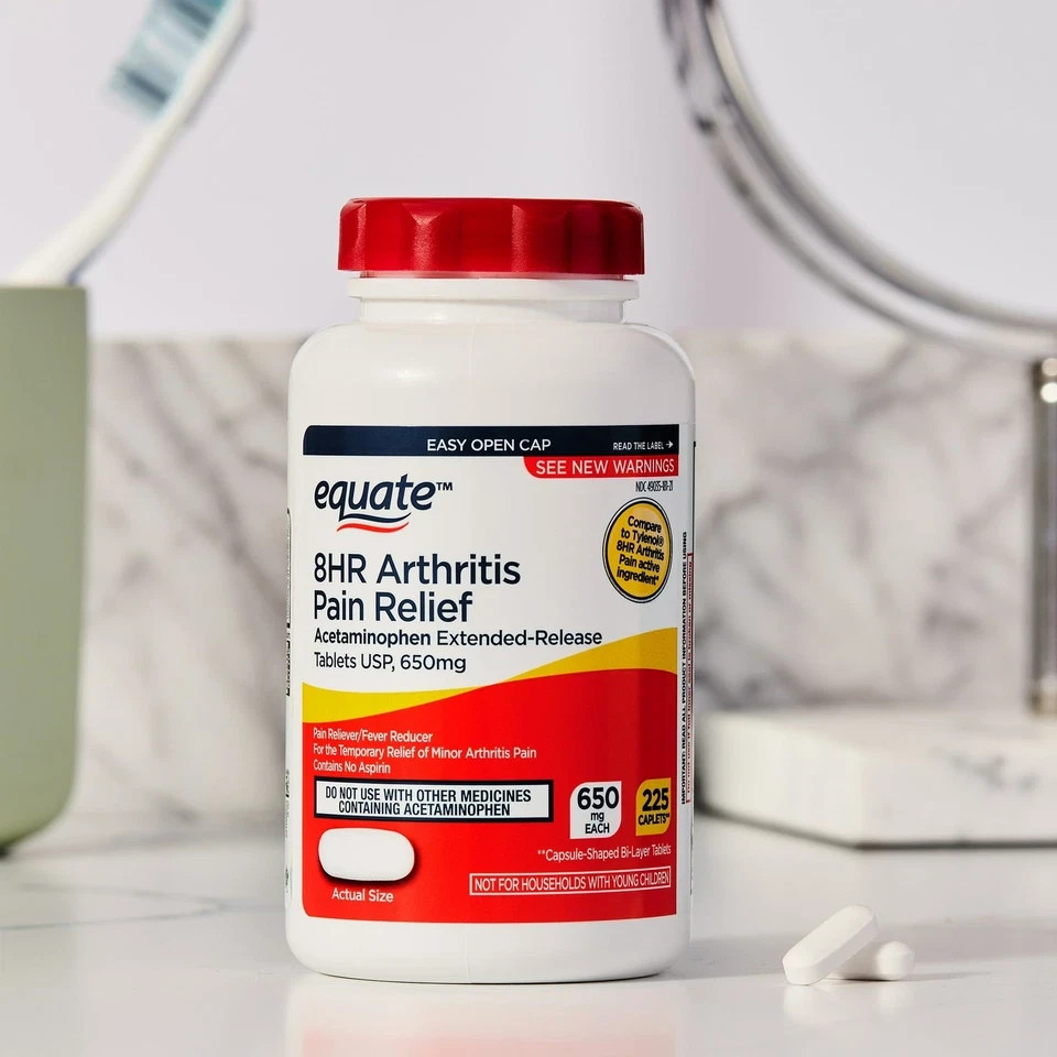 Equate 8HR Pain Relief Acetaminophen, Extended Release Tablets, 650 mg, 225 Ct