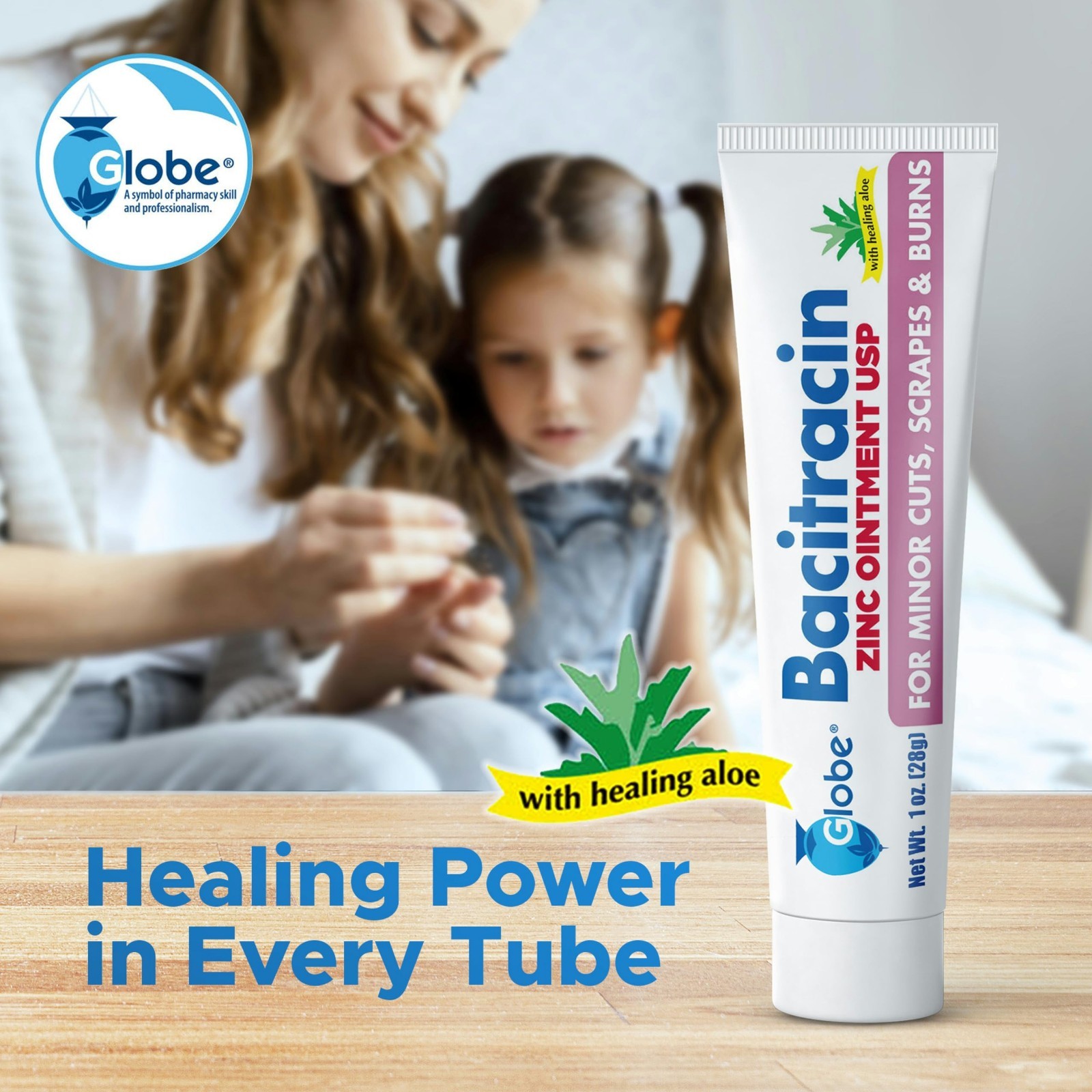 Bacitracin with Zinc Ointment + Aloe 1 Oz / 28 G (Pack of 4)