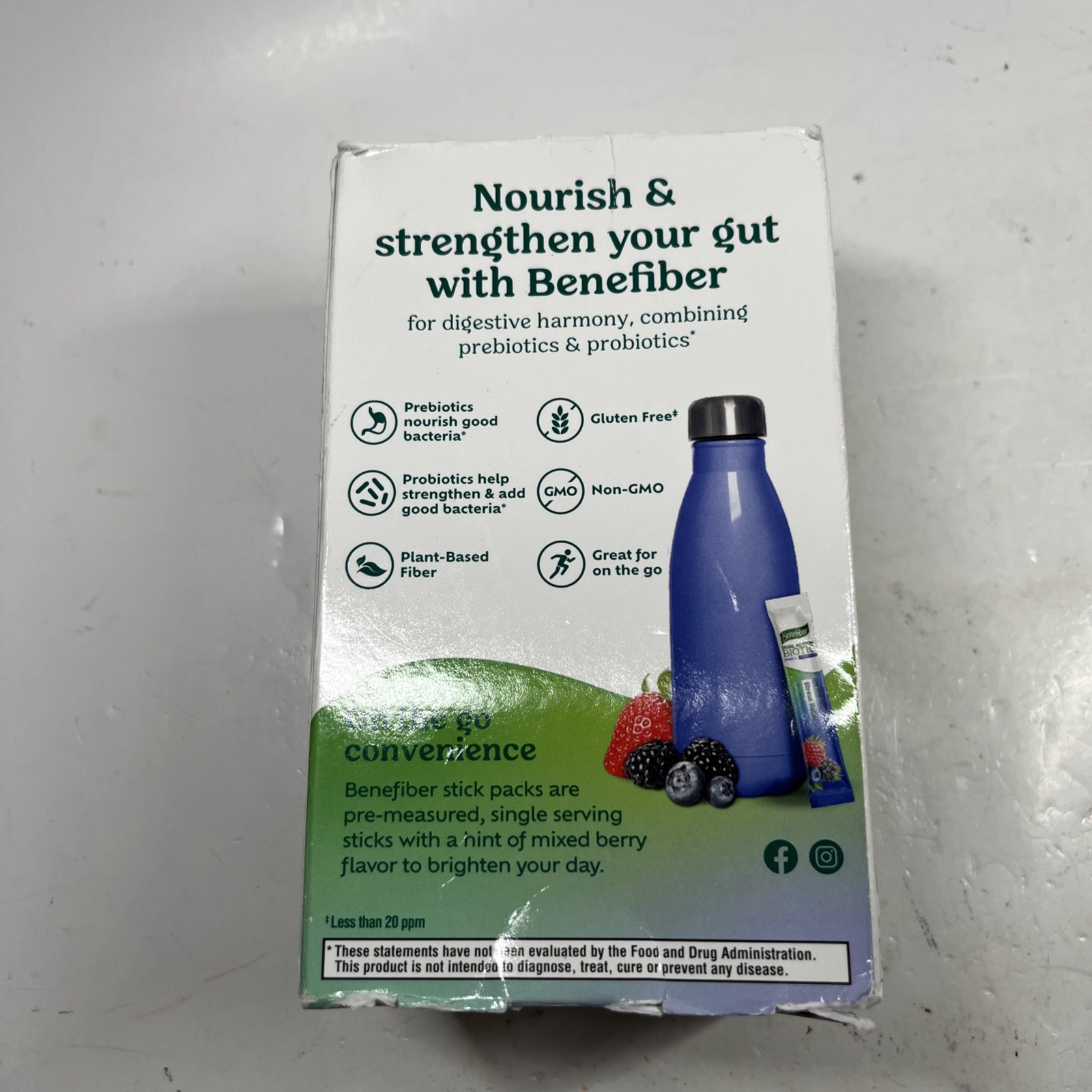 Benefiber Dual Action Biotic Plus Stress Relief Mixed Berry 18 Packs Exp 12/25