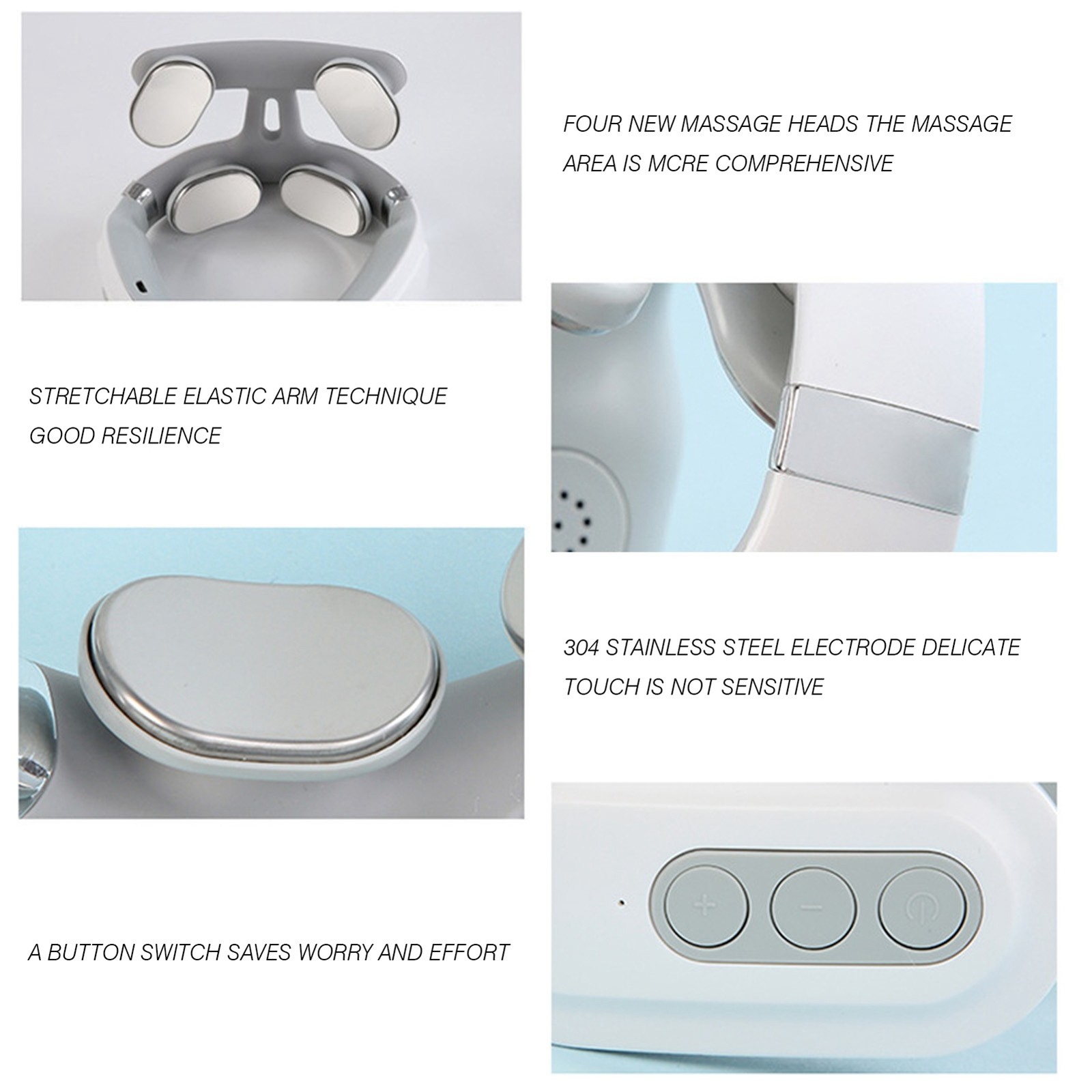 Cervical Massager 16 Modes USB Smart Pulse Heating 4 Head Neck Massager for Neck