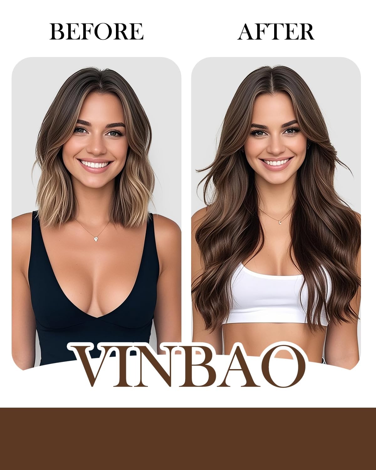Vinbao U Tip Hair Extensions Human Hair Chocolate Brown 18In 50G 50S Hot Fusion