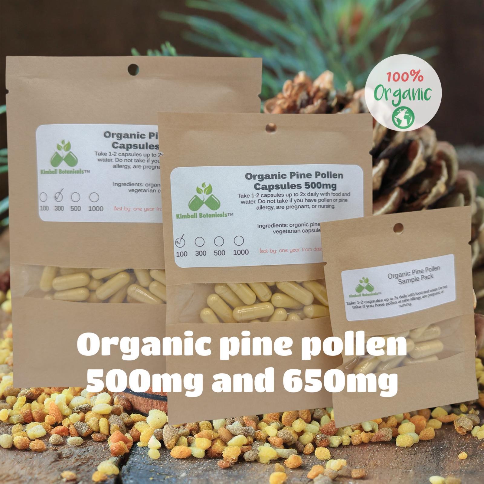 Organic Pine Pollen (Pinus Massoniana Lamb) 500mg and 650mg vegetarian