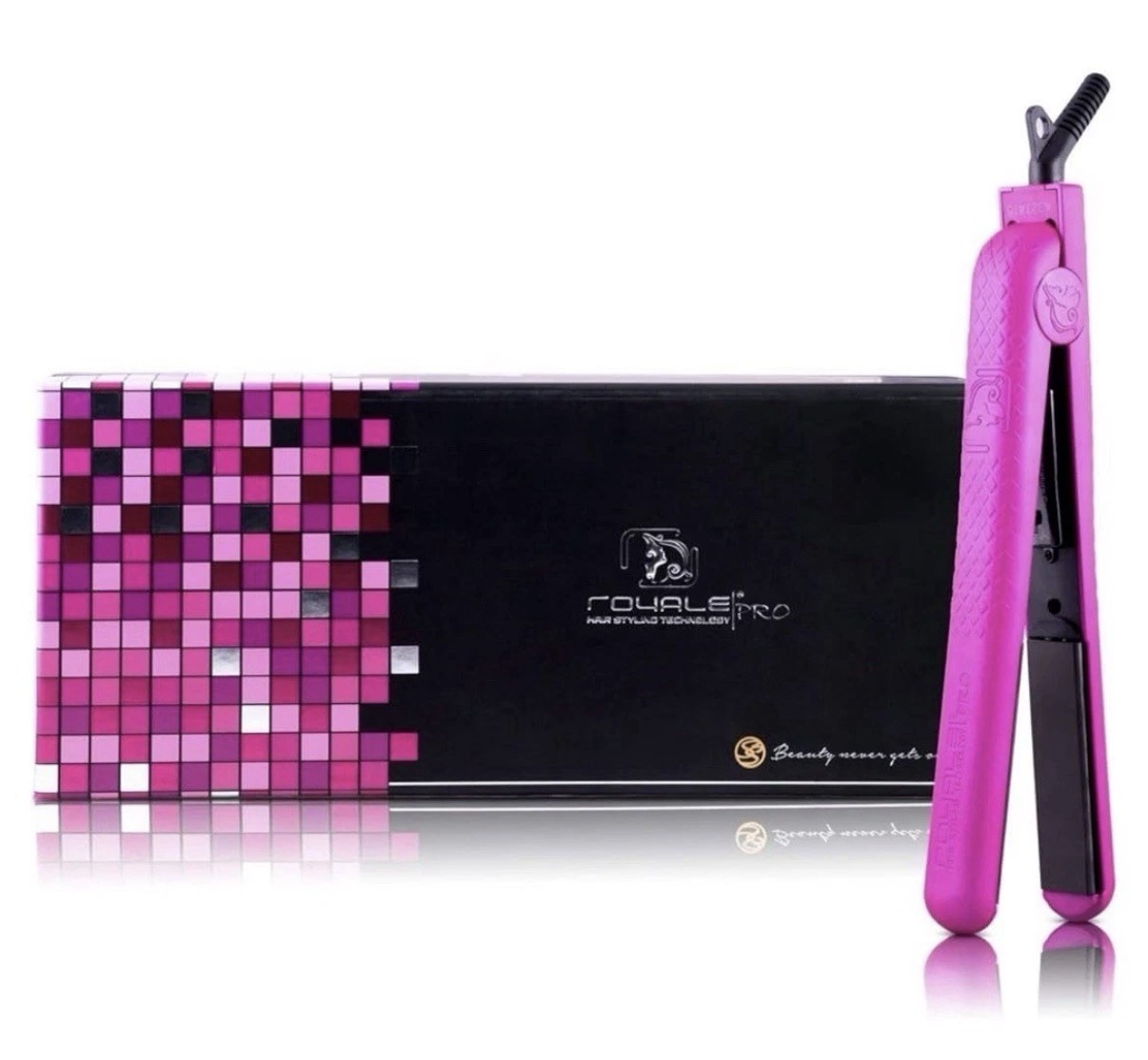 Royale Classic Flat Iron Hair Straightener, Hot Pink Ceramic Floating Plate- NEW
