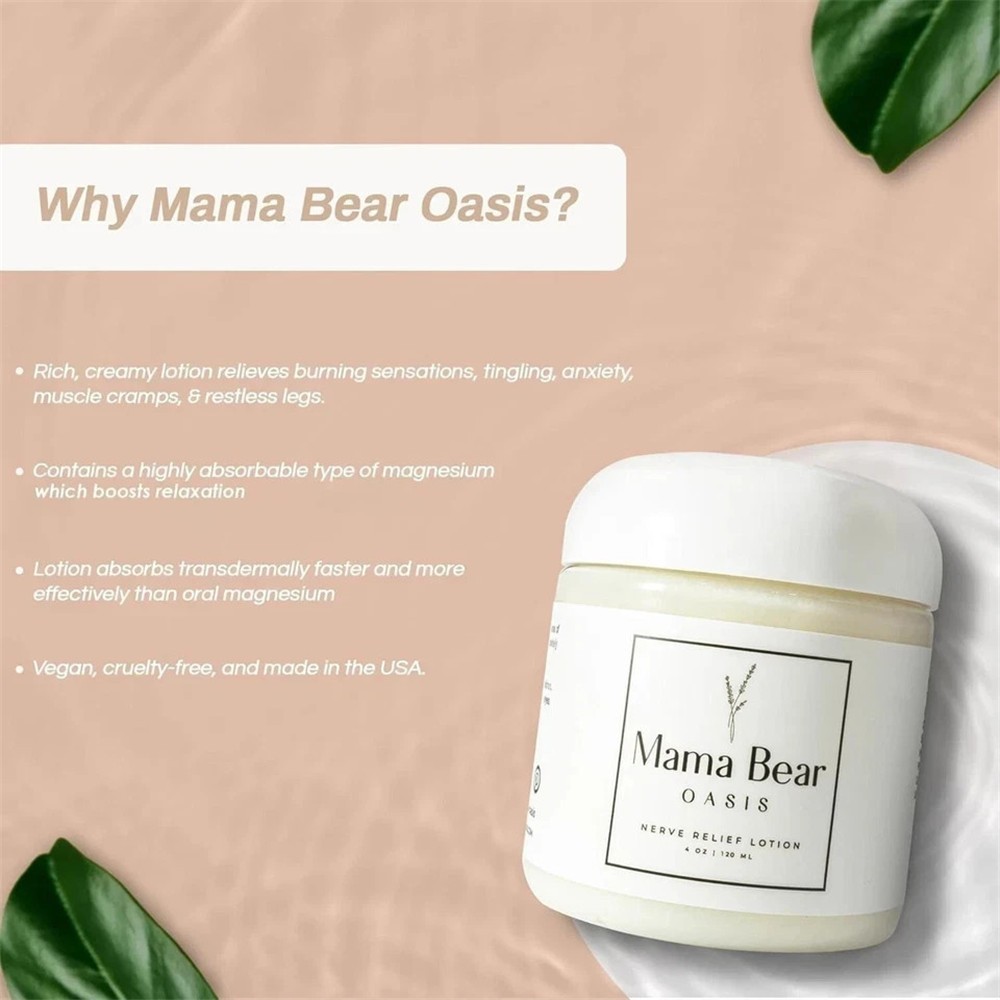 Mama Bear Oasis Lotion – Nerve Relief Cream for Foot, Hands, Legs, Natural Care