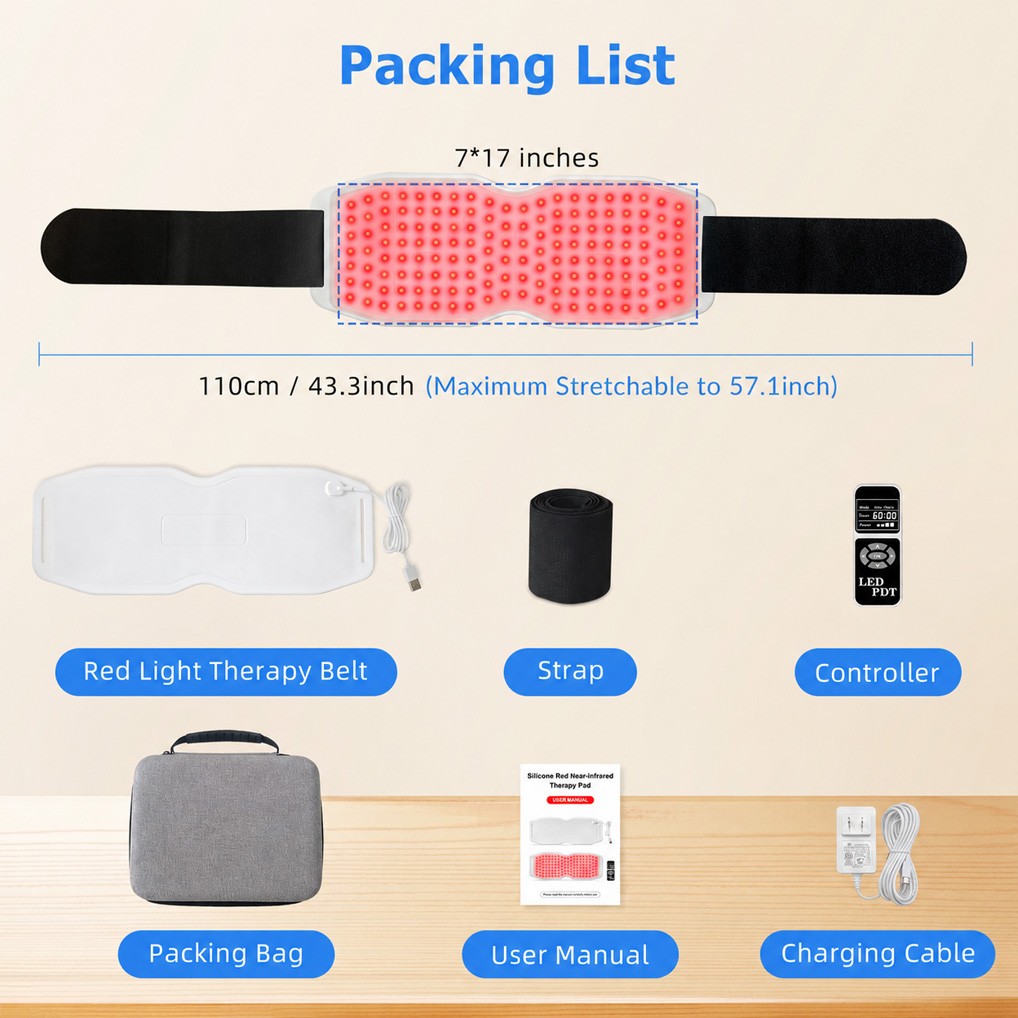 660nm 850nm 940nm Infrared Heating Pad Red Light Therapy Belt for Joints Pain