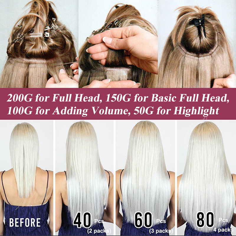 Real Human Hair Extensions Tape In Invisible Skin Weft Hairpiece Real Remy Piece
