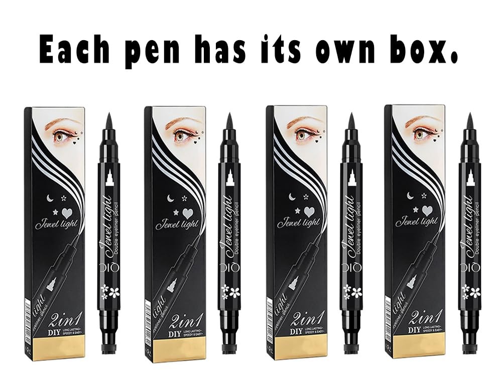 Face Stamp & Eyeliner Set, 4 PCs Black Shape 1 Count (Pack of 4),