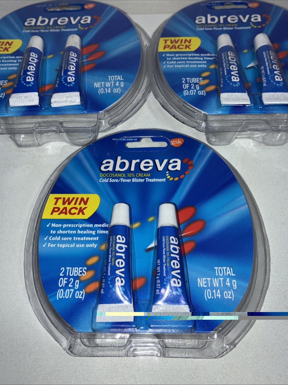 3 Sealed Abreva Twin Packs Cold Sore Treatment Topical Ointment