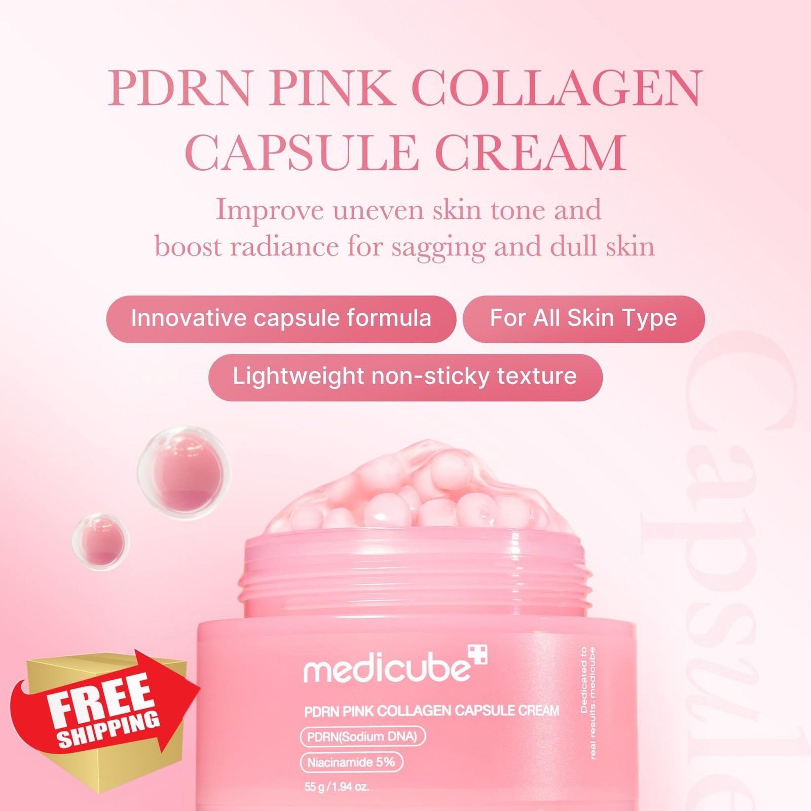 medicube Capsule Cream with Salmon DNA PDRN Pink Collagen Moisturizing Cream