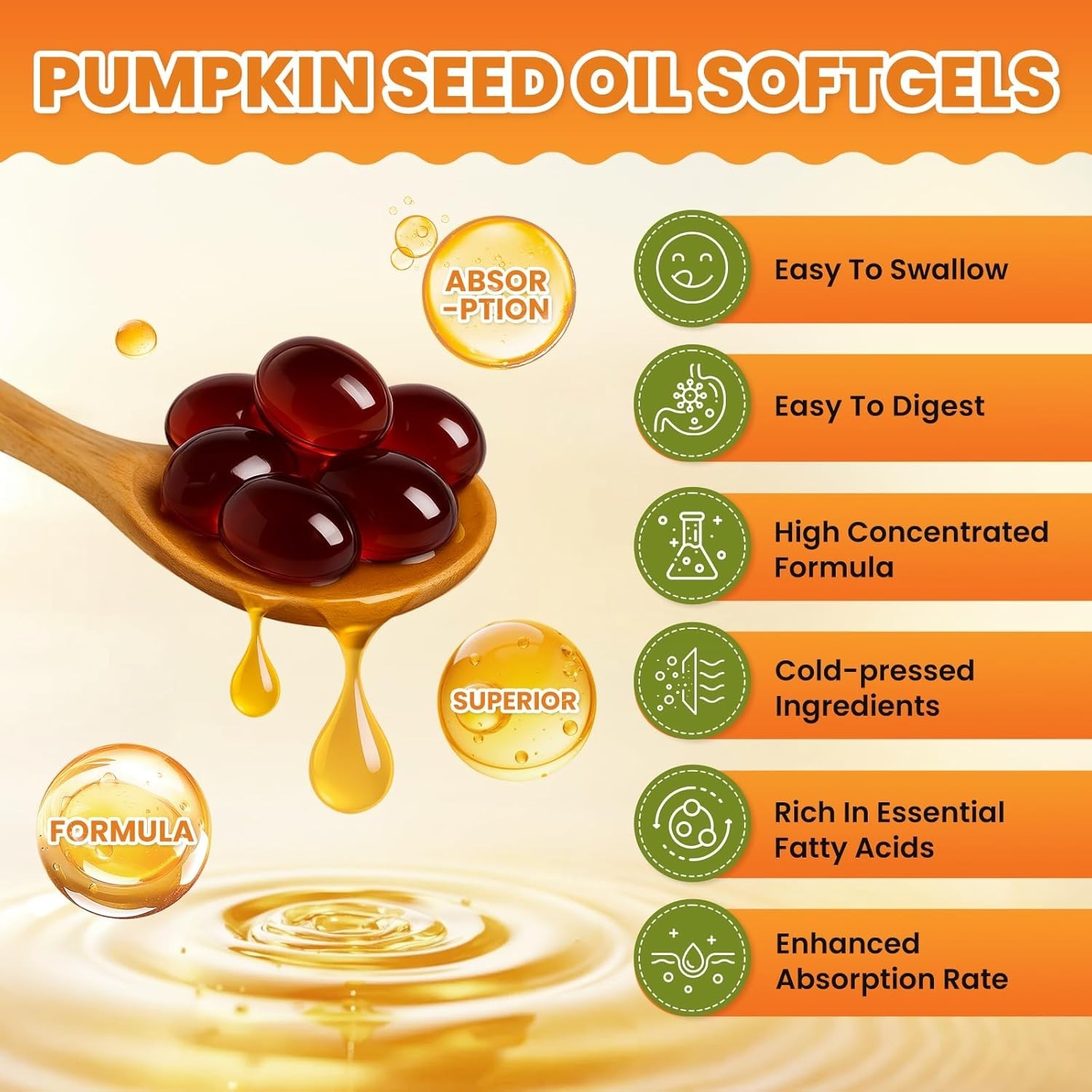 Pumpkin Seed Oil with Saw Palmetto Capsules, 3000mg Per Serving