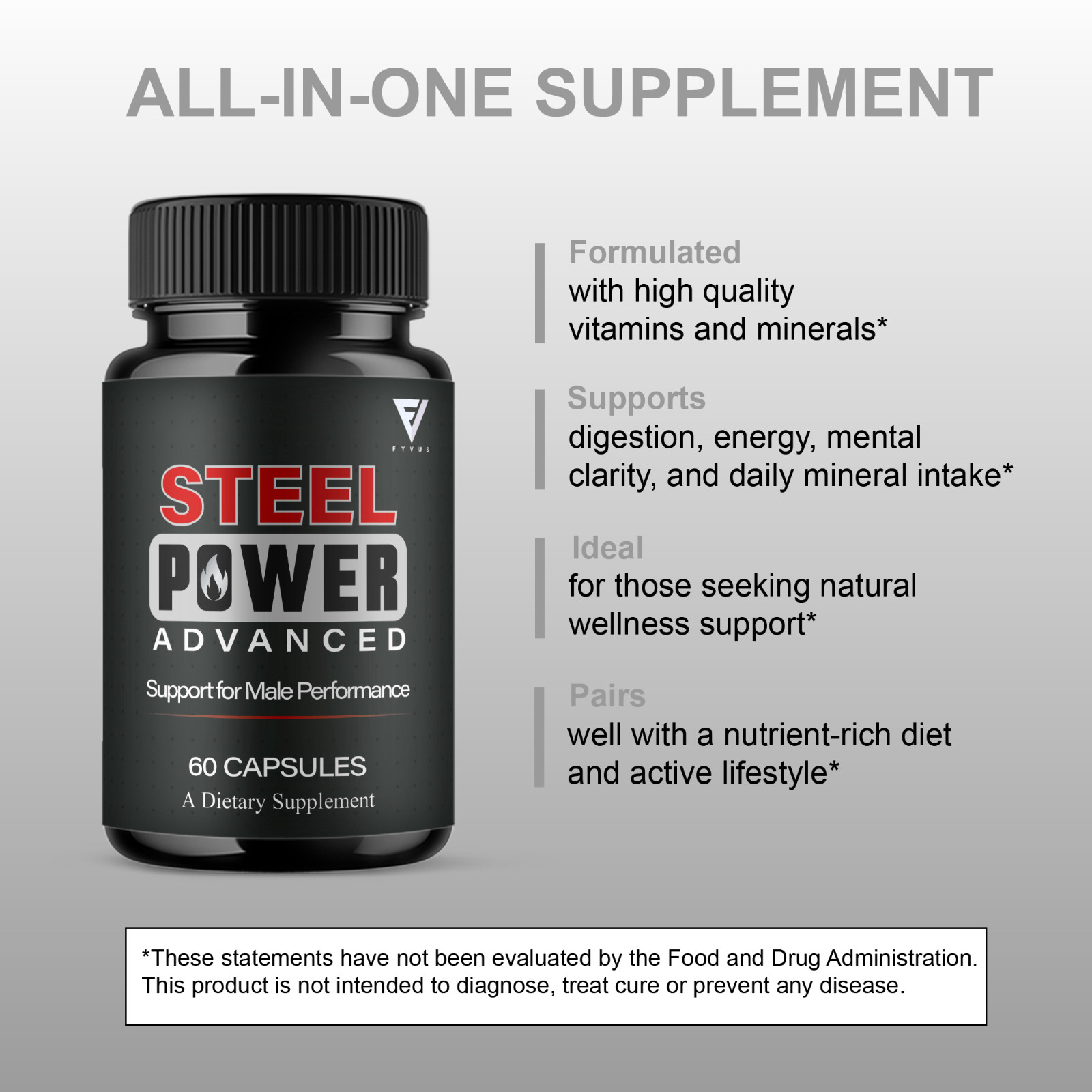 (3 Pack) Steel Power Advanced Performance Supplement, Steel Power (180 Capsules)