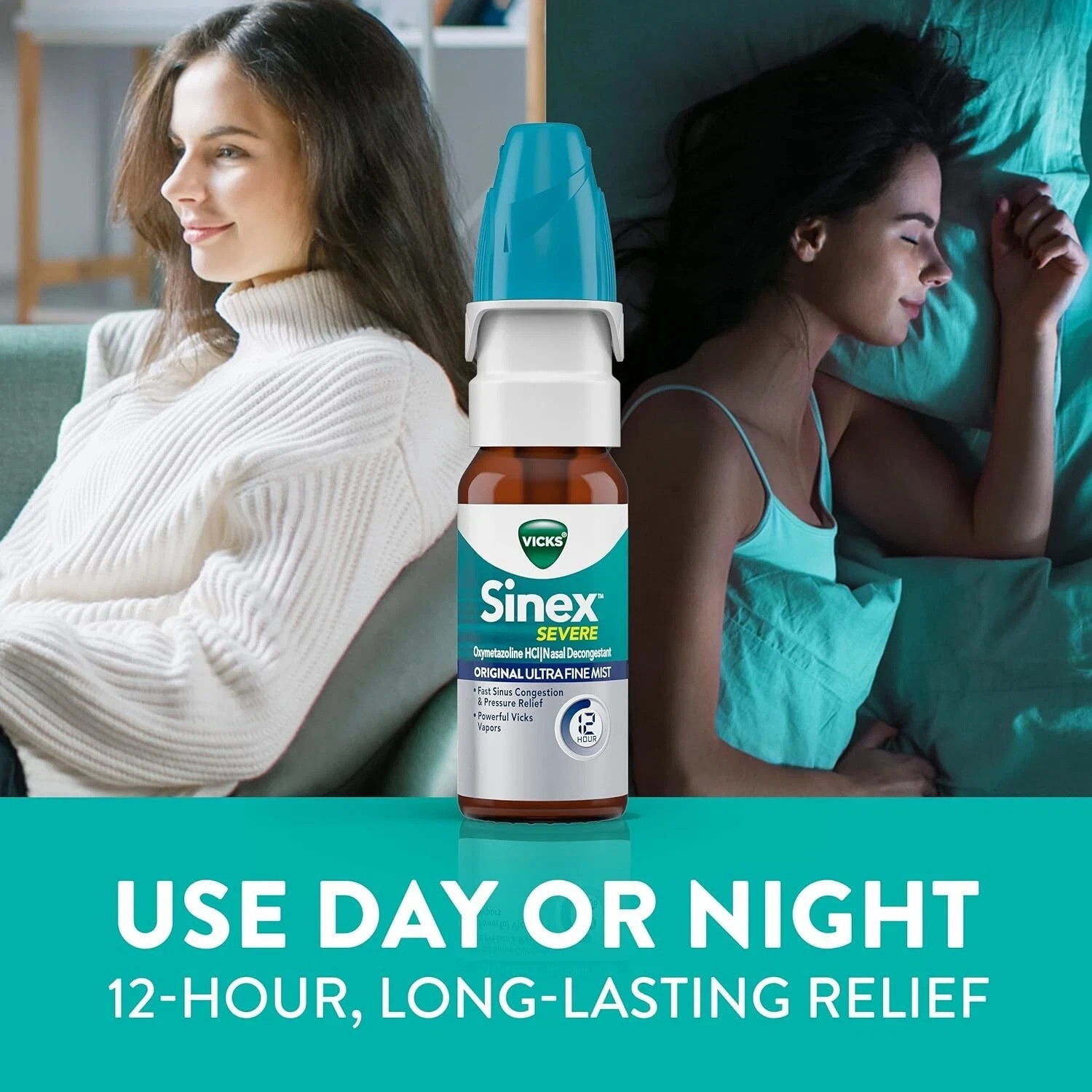 Vicks Sinex SEVERE Nasal Spray, Original Ultra Fine Mist, 2-Pack, 0.5 FL OZ