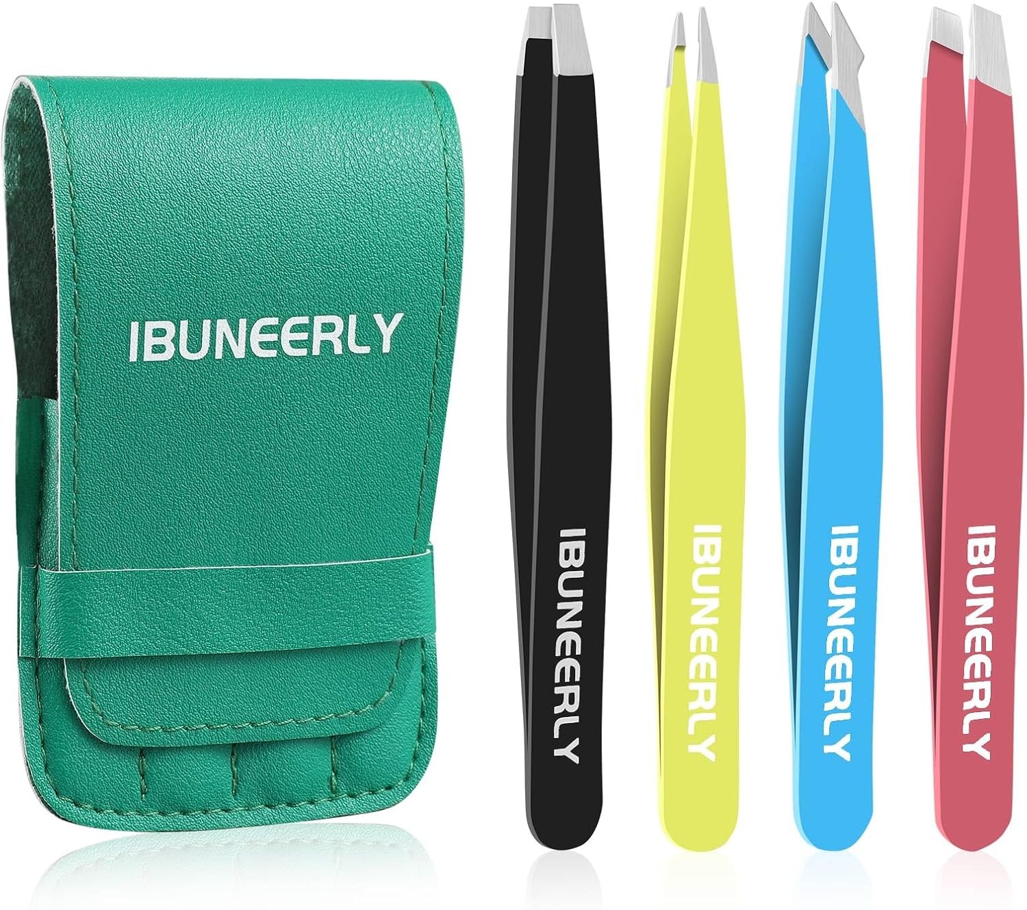 Tweezers Set, 4Pcs Tweezers for Women with Travel Case, Professional Stainless S