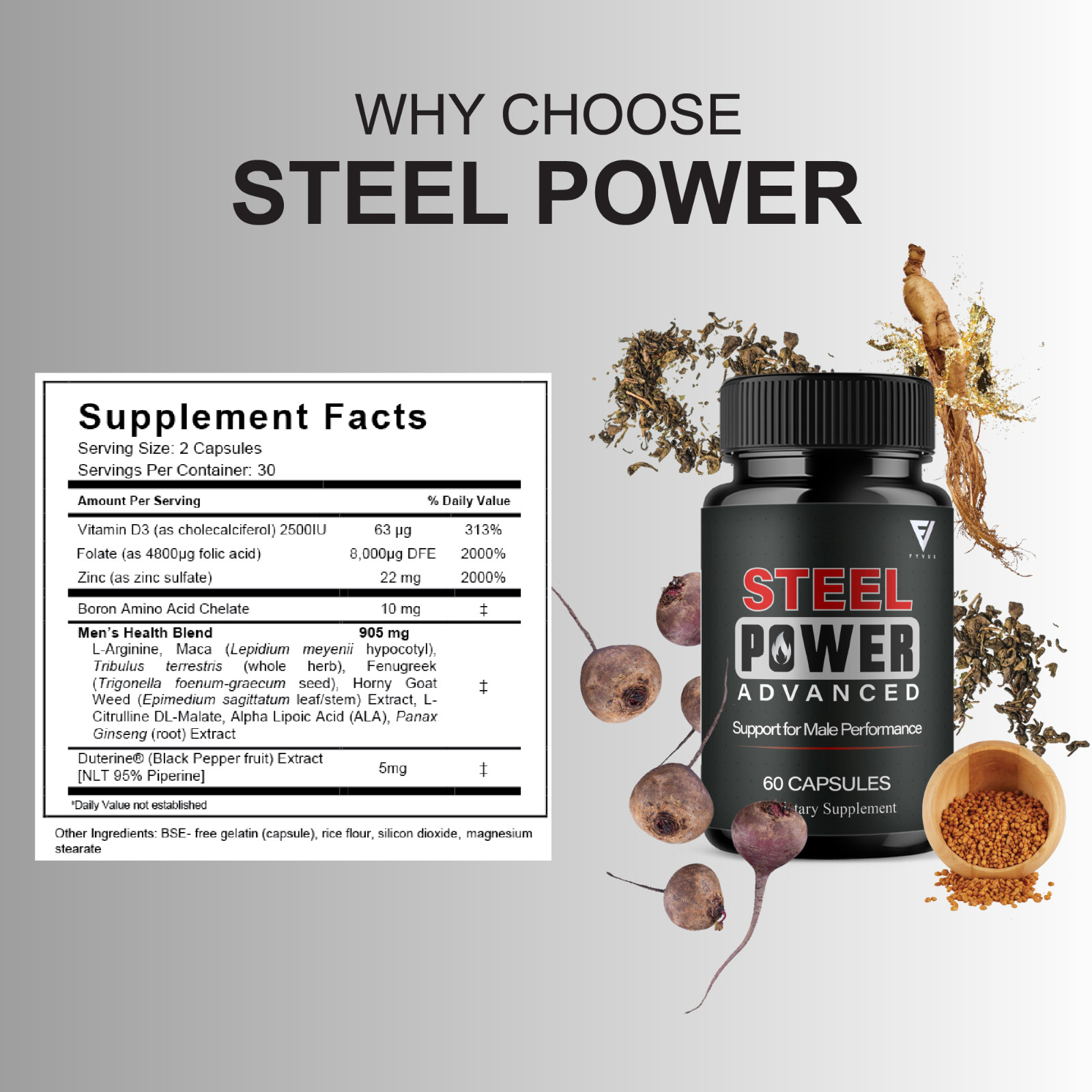 (3 Pack) Steel Power Advanced Performance Supplement, Steel Power (180 Capsules)