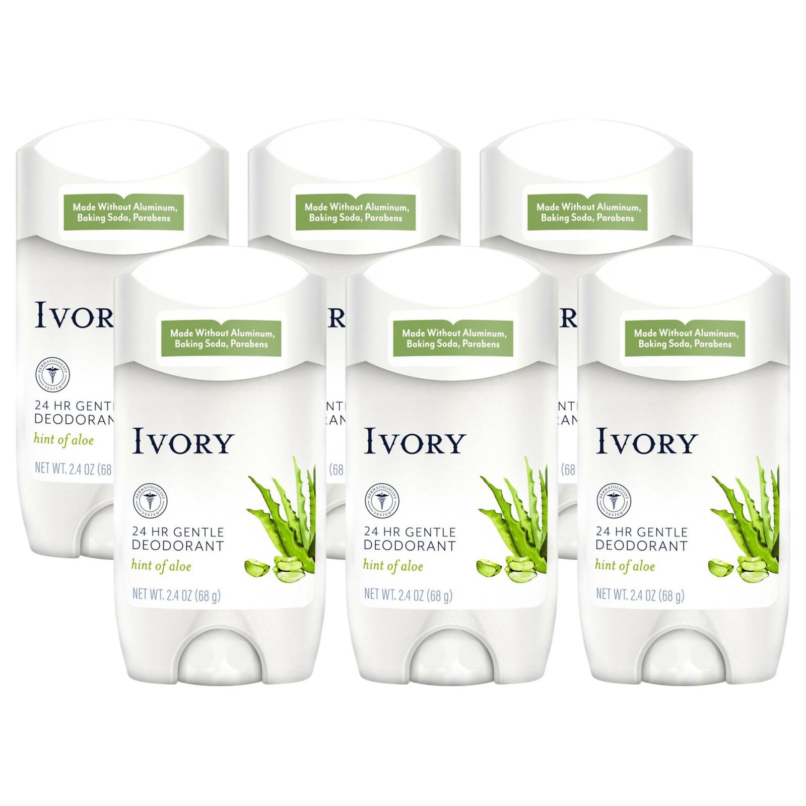 Ivory Aluminum Free Deodorant, 2.4oz (Pack of 6)