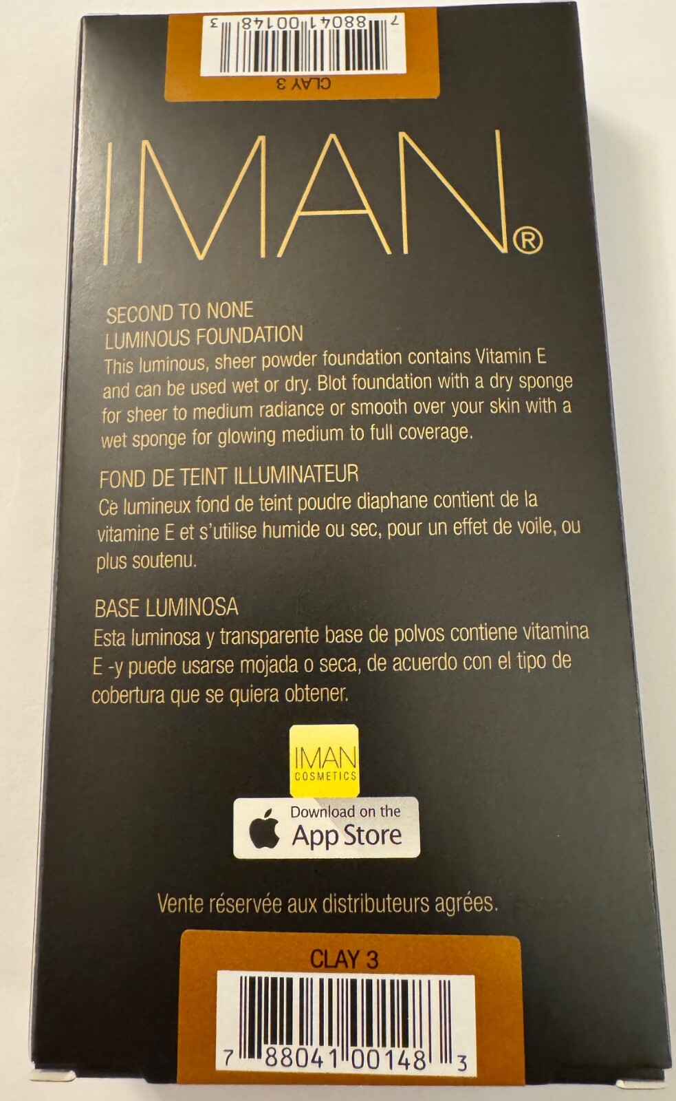IMAN COSMETICS Second to None Luminous Foundation 0.35 oz Shade Clay 3
