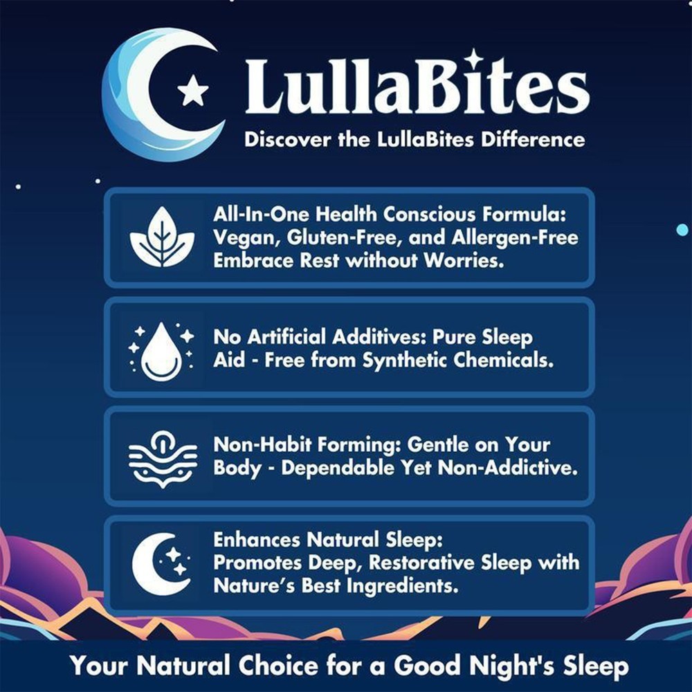 NEW LullaBites Natural Sleep Gummies Strawberry Stars Flavor 60 Gummies