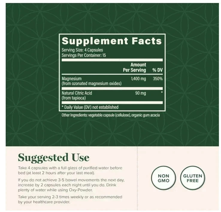 Oxy Powder Colon Cleanse & Natural Detox Pills For Constipation Relief – 120 Ct.