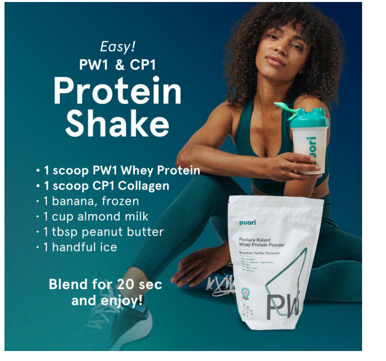 Puori PW1 Whey Protein Bourbon Vanilla 30 Servings Grass Fed BCAA